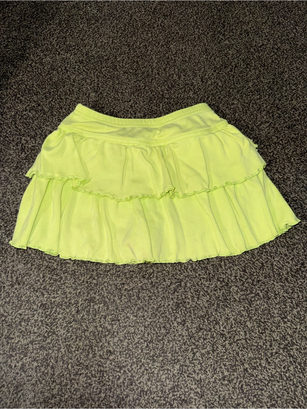 Vintage Oneie Girls Lime Green Ruffle Skort Size 4T Y2K Layered Skirt Shorts